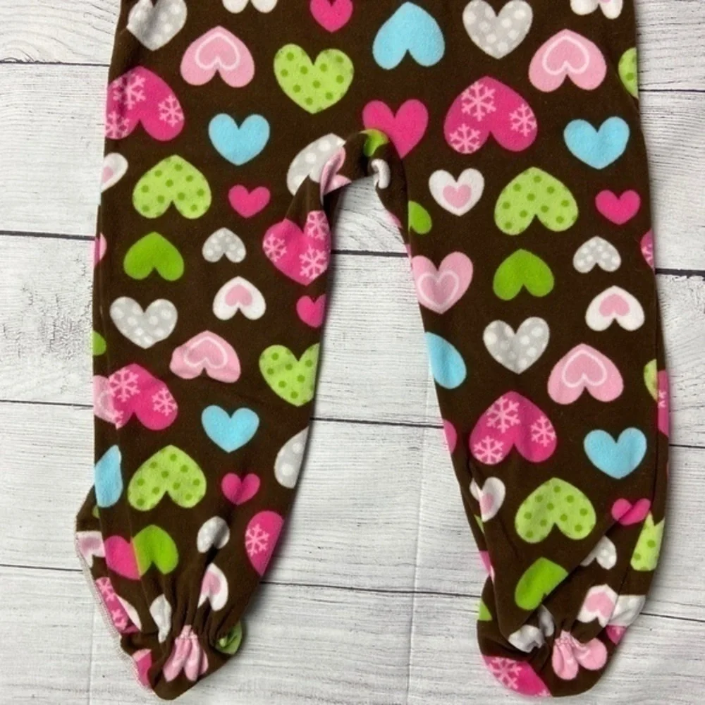 Child of Mine Pajamas Toddler Girls Size 5T Heart Print Fleece Footie PJs